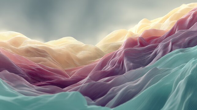 Abstract undulating lines forming colorful textured landscape