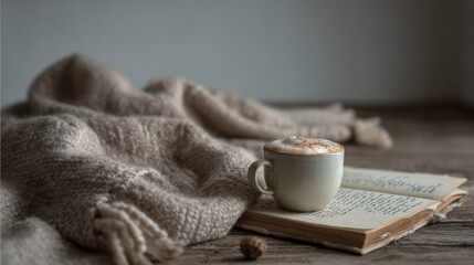cozy coffee table set up with delicious cappuccino and detailed recipe notes displayed prominently