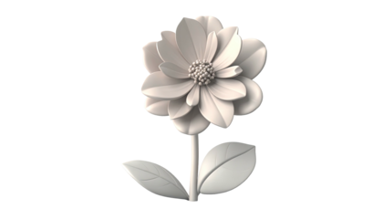 Monochrome flower with stacked petals and stem against black