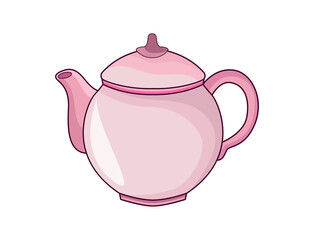 pink teapot isolated on white background.