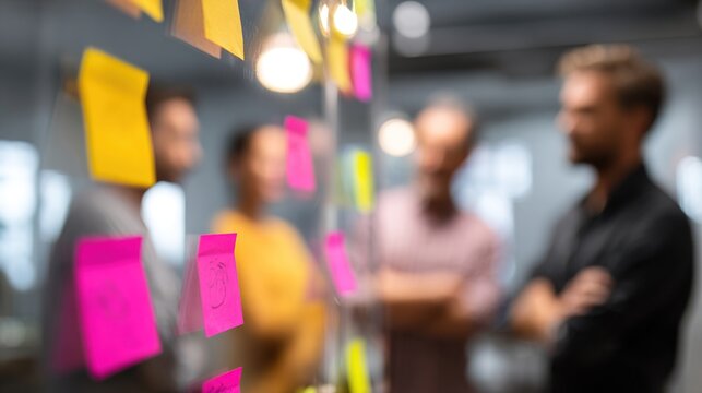 Team Strategy Session Blur - Blurred background of a brainstorming session among team members. High quality