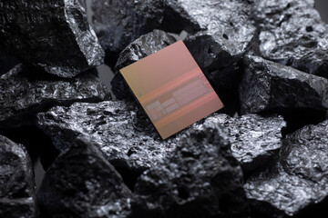optical lithography die chip and silicon metal chunks