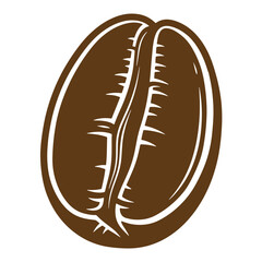A simple detailed sketch of a coffee bean in a brown vintage style art design