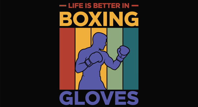 Retro boxing gloves design for vibrant fitness apparel prints