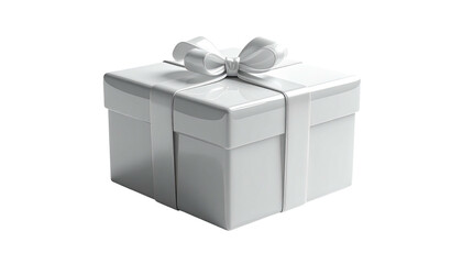 Elegant, glossy white present box with matching ribbon & bow
