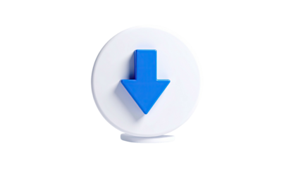 Blue arrow pointing down in a white button