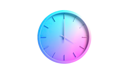 Simple clock with blue and pink gradient on black background