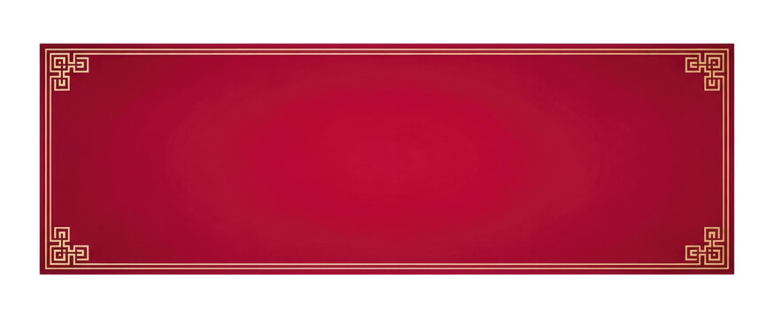 Red chinese border frame with ornate corners transparent background cutout png