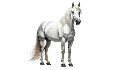 Elegant, powerful white horse isolated on a dark background