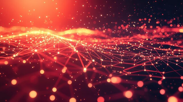 Digital network connecting nodes forming abstract technology grid