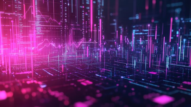 Digital data analyzing financial market statistics connecting network