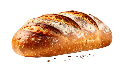 Loaf of crusty bread, golden brown and slightly floured