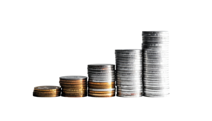 Stacks of coins form ascending bar graphs
