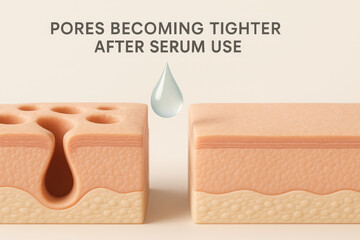 Pores become tighter after serum use, showcasing effectiveness of medical skincare products enhancing skin texture and appearance. This transformation highlights benefits of proper skincare