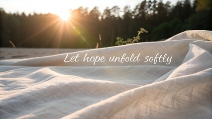 Sun flare over linen texture with a motivational quote