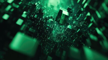 Futuristic digital network processing data blocks in cyberspace