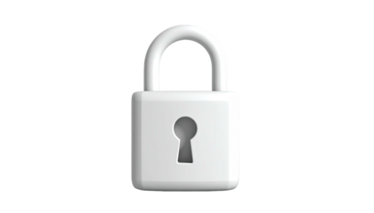 White padlock with keyhole centered on dark background
