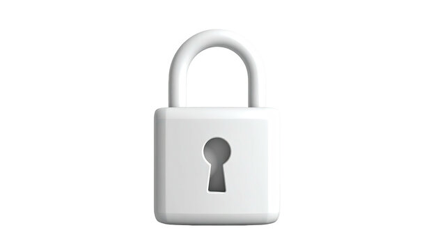 White padlock with keyhole centered on dark background - Powered by Adobe