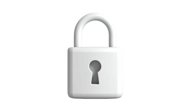 White padlock with keyhole centered on dark background