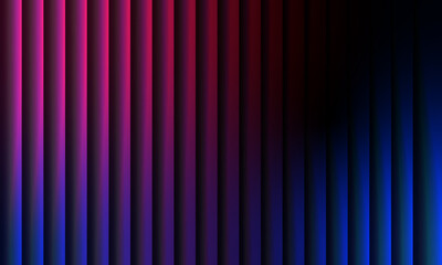 Glass ripple texture with dark gradient background and vivid orange, blue, and lilac light streaks. Futuristic distortion, moody abstract glow, reeded vertical blur. Vector illustration