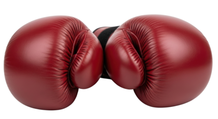 Pair of red boxing gloves transparent background cutout png