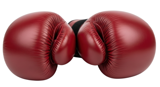 Pair of red boxing gloves transparent background cutout png
