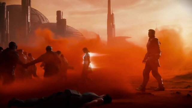 Mars conquest superpower technology invader crowd control base desert explorer traveler warrior couple duo order