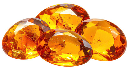 Amber Four glossy, translucent, honey-gold oval stones