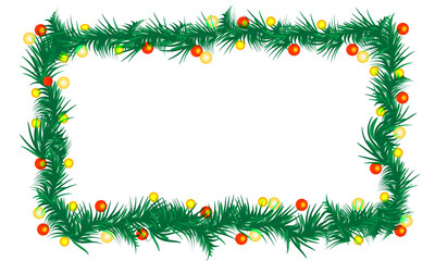 green leaf frame with holly and berries for decoration, card, poster, graphic design, vector illustration