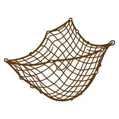 Obraz premium Hand drawn illustration of a brown fishing net showing a vintage sketch artwork