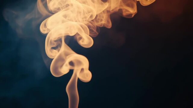 Ethereal Smoke Dance: Intricate patterns of smoke in the air, creating a captivating dance of light and shadow, with warm tones against a dark backdrop.