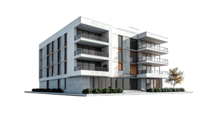 Modern apartment building with balconies