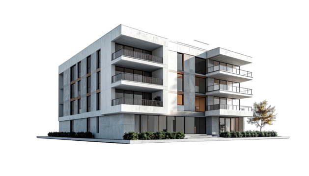 Modern apartment building with balconies