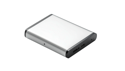 Silver rectangular object with dark accents on a black background