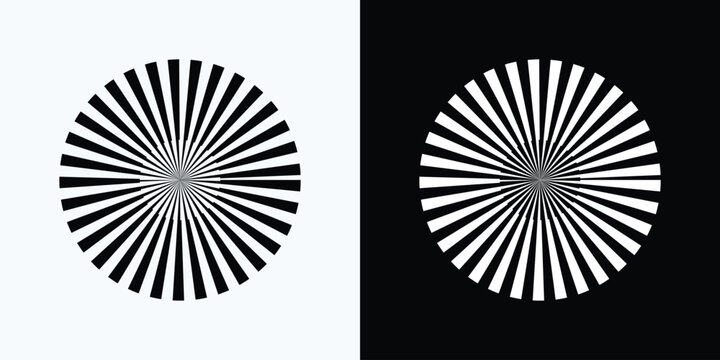 Striking radial burst pattern creates visually dynamic graphic. Classic design element
