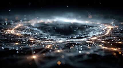 Dynamic digital network illuminating futuristic data flow with glowing particles and abstract connections, perfect for tech visuals