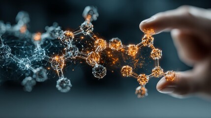 Innovative molecules shown in hand, potential for cutting edge research and development in modern science and technology industries, vibrant conceptual design