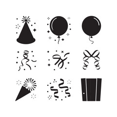 Party Time! Streamers, Confetti, and Hats for a Joyful Festive Celebration.