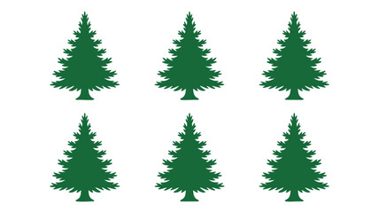 Obraz premium Six green fir tree silhouettes
