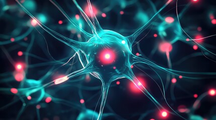 Neuron network transmitting signals depicting brain activity and intelligence