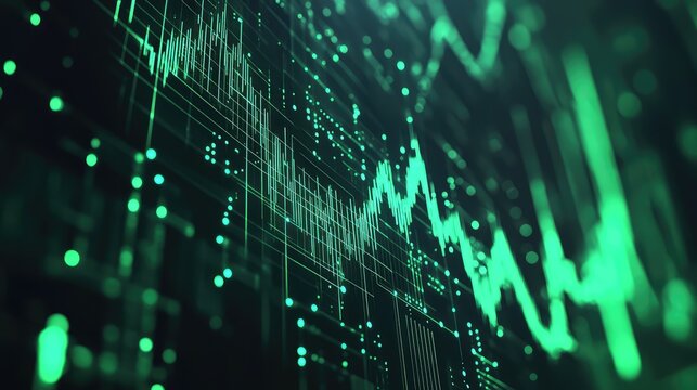 Digital data analysis displaying sound wave frequency on screen
