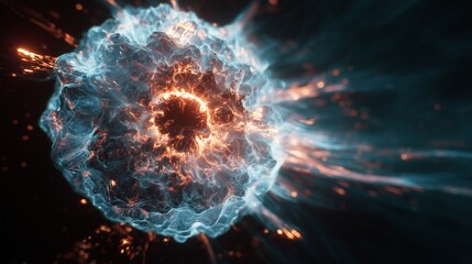 Celestial Burst: A dynamic representation of a celestial explosion, featuring swirling energy and radiant light that unveils the grandeur of cosmic events.