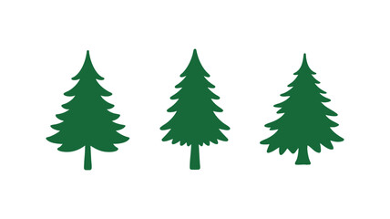 Fototapeta premium Green pine tree silhouette icons