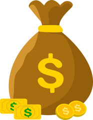 Money Bag with Coins Symbolizing Wealth and Prosperity