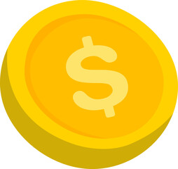 Bright Yellow Coin with Dollar Sign for Financial Themes