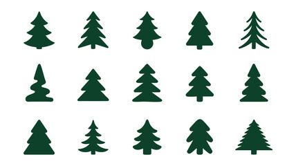 Fototapeta premium Christmas tree icons collection