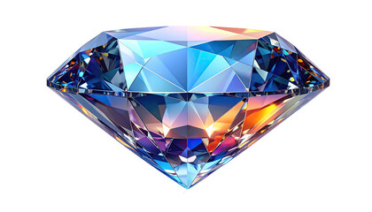 Glistening, faceted diamond gemstone on solid black background