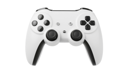 White gamepad floating on transparent background, ready for gaming action