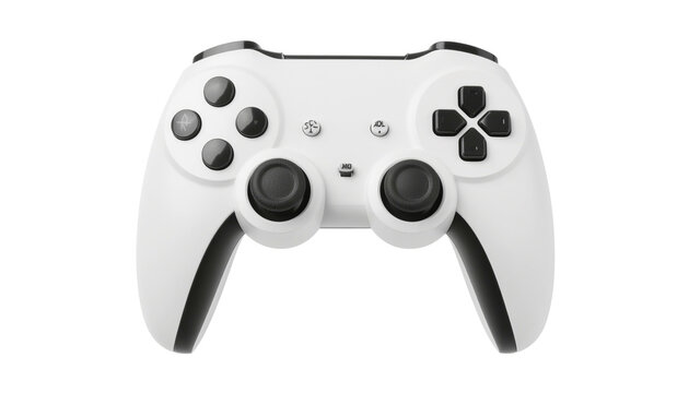 White gamepad floating on transparent background, ready for gaming action
