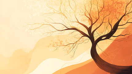 A graceful tree with intertwined branches or delicate vines gently wrapping around a wall, evoking connection and change.